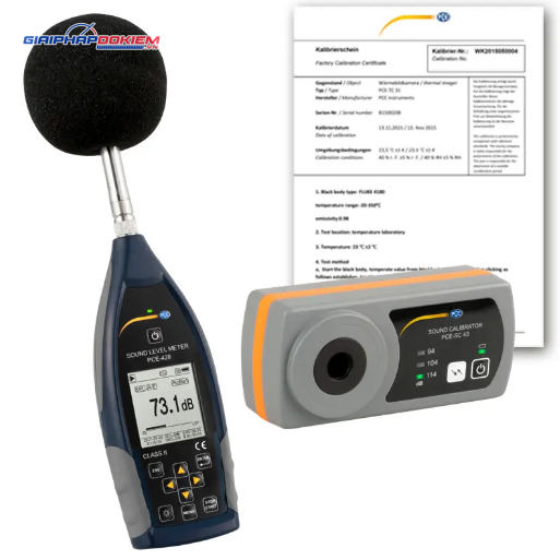 Máy đo SPL loại 2 PCE PCE-428-Kit-N-ICA có bộ hiệu chuẩn âm thanh bao gồm chứng nhận ISO Cal 11 Máy đo SPL loại 2 PCE PCE-428-Kit-N-ICA có bộ hiệu chuẩn âm thanh bao gồm chứng nhận ISO Cal