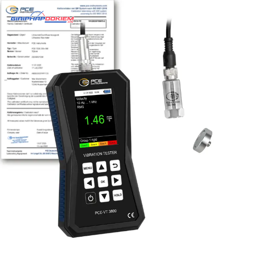 Máy đo gia tốc PCE PCE-VT 3800-ICA bao gồm Giấy chứng nhận hiệu chuẩn ISO 12 Máy đo gia tốc PCE PCE-VT 3800-ICA bao gồm Giấy chứng nhận hiệu chuẩn ISO