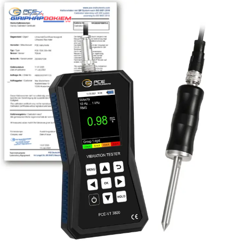 Máy đo gia tốc PCE PCE-VT 3800S-ICA bao gồm Chứng nhận hiệu chuẩn ISO 11 Máy đo gia tốc PCE PCE-VT 3800S-ICA bao gồm Chứng nhận hiệu chuẩn ISO