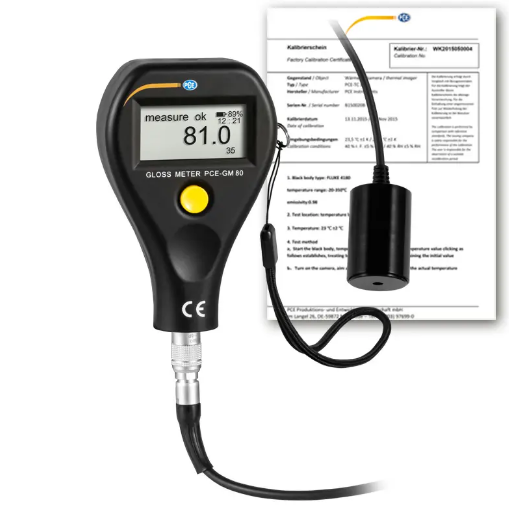 Máy đo độ bóng PCE PCE-GM 80-ICA bao gồm Giấy chứng nhận hiệu chuẩn ISO