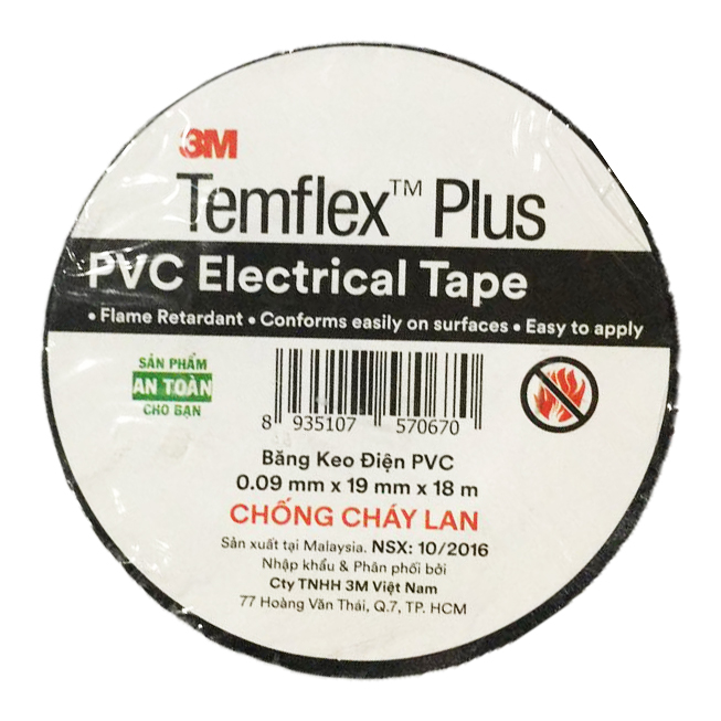 Băng keo điện chống cháy lan 3M Temflex Plus 1 Băng keo điện chống cháy lan 3M Temflex Plus