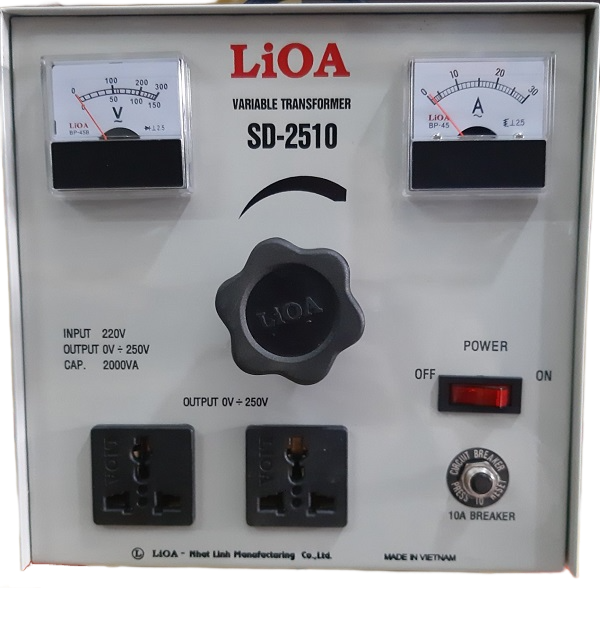 Biến Áp Vô Cấp 1 Pha LiOA SD-2510 2 Biến Áp Vô Cấp 1 Pha LiOA SD-2510