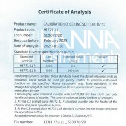 Bộ CalCheck Chuẩn Clo Thang Cao Để Kiểm Tra Máy HI771 Hanna HI771-11 3 bo calcheck chuan clo thang cao de kiem tra may hi771 hanna hi771 11 1