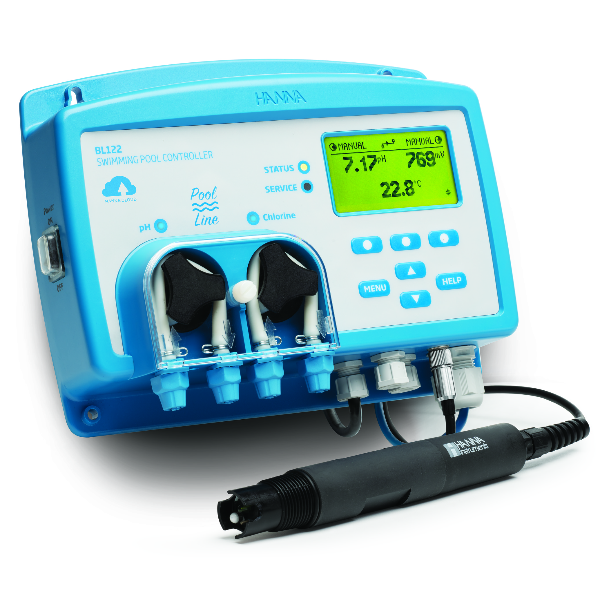Bộ Điều Khiển pH/ORP Trong Bể Bơi Kết Hợp Bơm (Hanna Cloud) Hanna BL122 2 Bộ Điều Khiển pH/ORP Trong Bể Bơi Kết Hợp Bơm (Hanna Cloud) Hanna BL122 - Ảnh 2