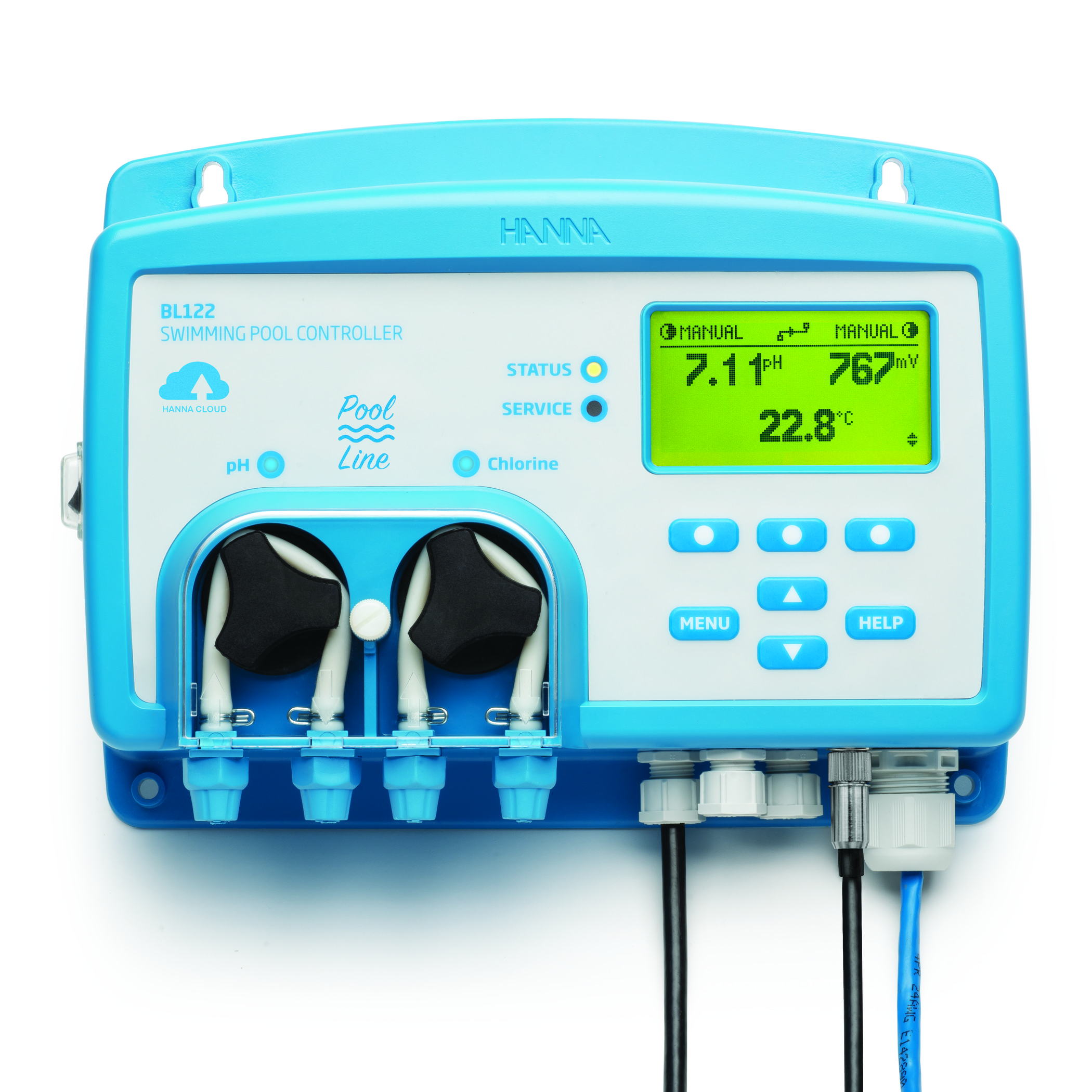 Bộ Điều Khiển pH/ORP Trong Bể Bơi Kết Hợp Bơm (Hanna Cloud) Hanna BL122 1 Bộ Điều Khiển pH/ORP Trong Bể Bơi Kết Hợp Bơm (Hanna Cloud) Hanna BL122