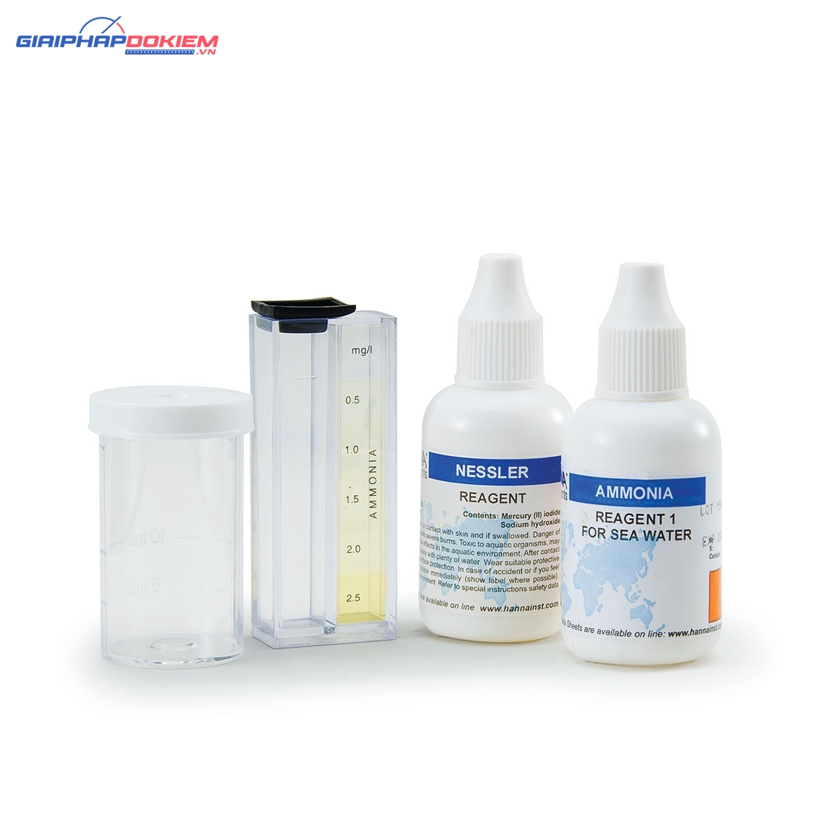 Bộ Dụng Cụ Đo Amoni Cho Nước Mặn, 25 lần đo Hanna HI3826 1 Bộ Dụng Cụ Đo Amoni Cho Nước Mặn, 25 lần đo Hanna HI3826