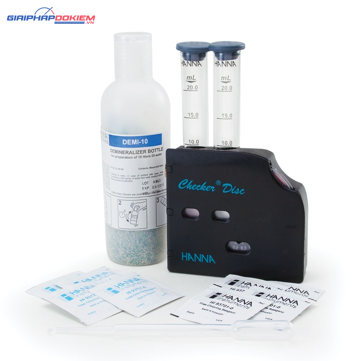 Bộ Dụng Cụ Đo Clo Dư Và Clo Tổng,100 lần đo mỗi loại Hanna HI38017 1 Bộ Dụng Cụ Đo Clo Dư Và Clo Tổng,100 lần đo mỗi loại Hanna HI38017