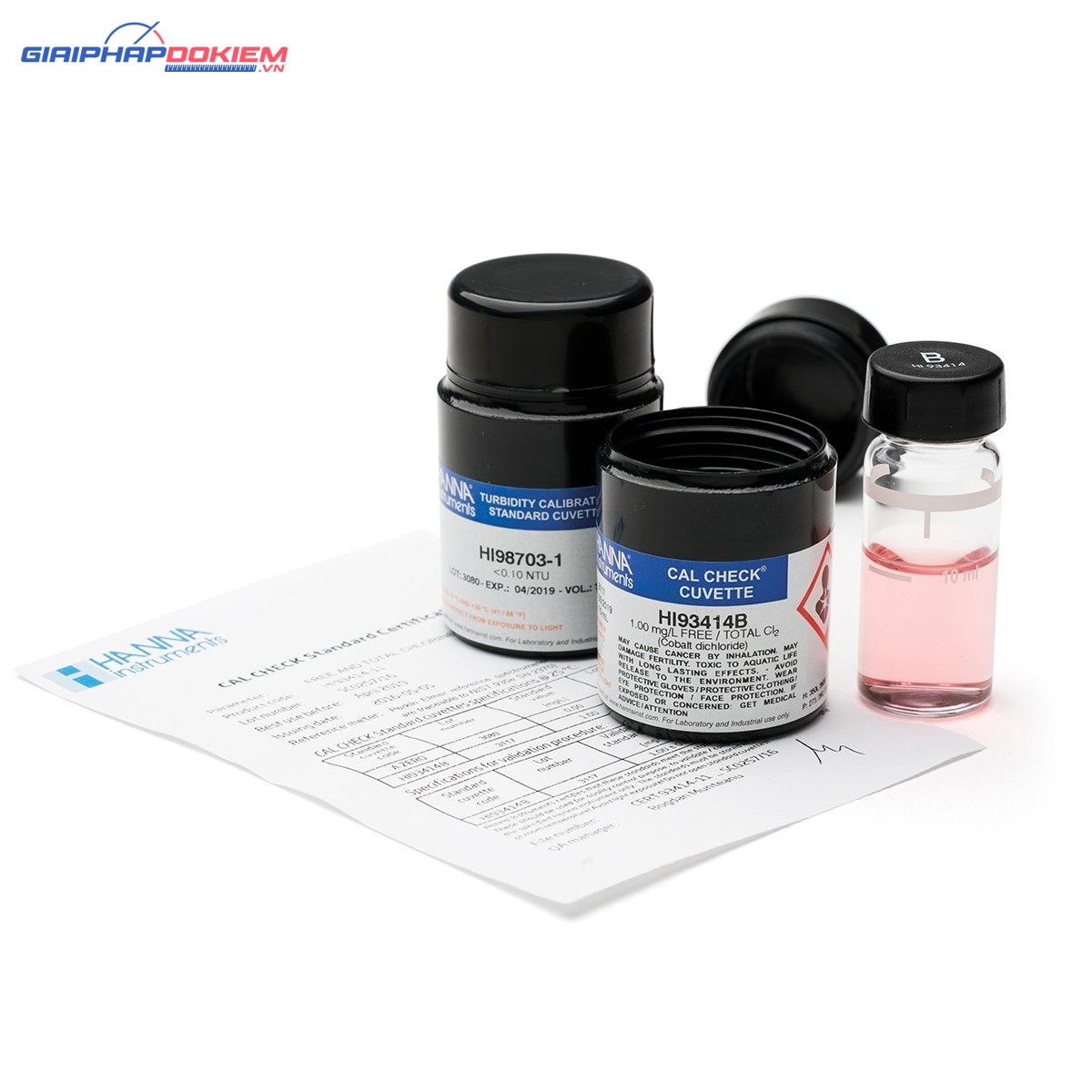 Cal Check chuẩn Clo dư Và Clo tổng, 0.00 và 1.00 mg/L Hanna HI93414-11 1 Cal Check chuẩn Clo dư Và Clo tổng, 0.00 và 1.00 mg/L Hanna HI93414-11