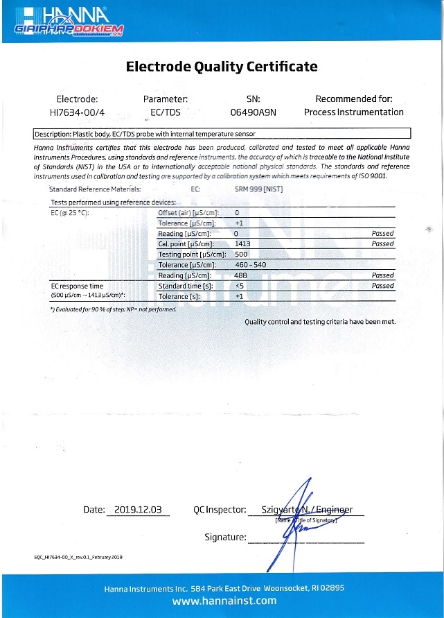 Điện Cực EC/TDS Online (Thang Thấp) cáp 4m Hanna HI7634-00/4 3 Điện Cực EC/TDS Online (Thang Thấp) cáp 4m Hanna HI7634-00/4 - Ảnh 3