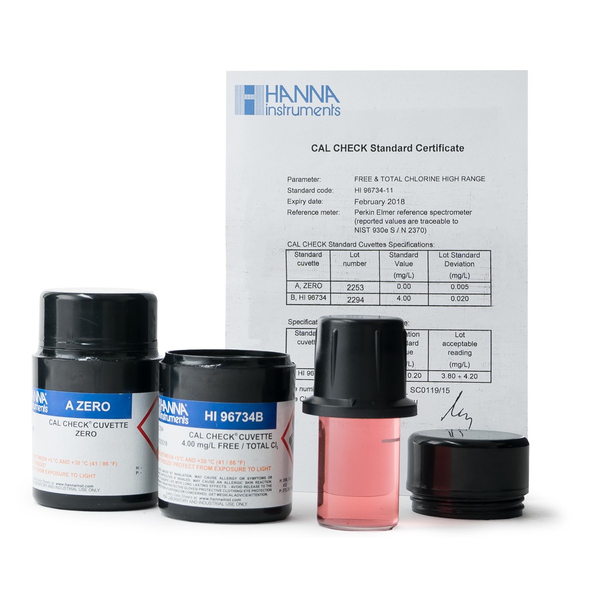 Dung Dịch CAL Check™ Chuẩn Clo Dùng Cho Máy HI96734 Hanna HI96734-11 1 Dung Dịch CAL Check™ Chuẩn Clo Dùng Cho Máy HI96734 Hanna HI96734-11
