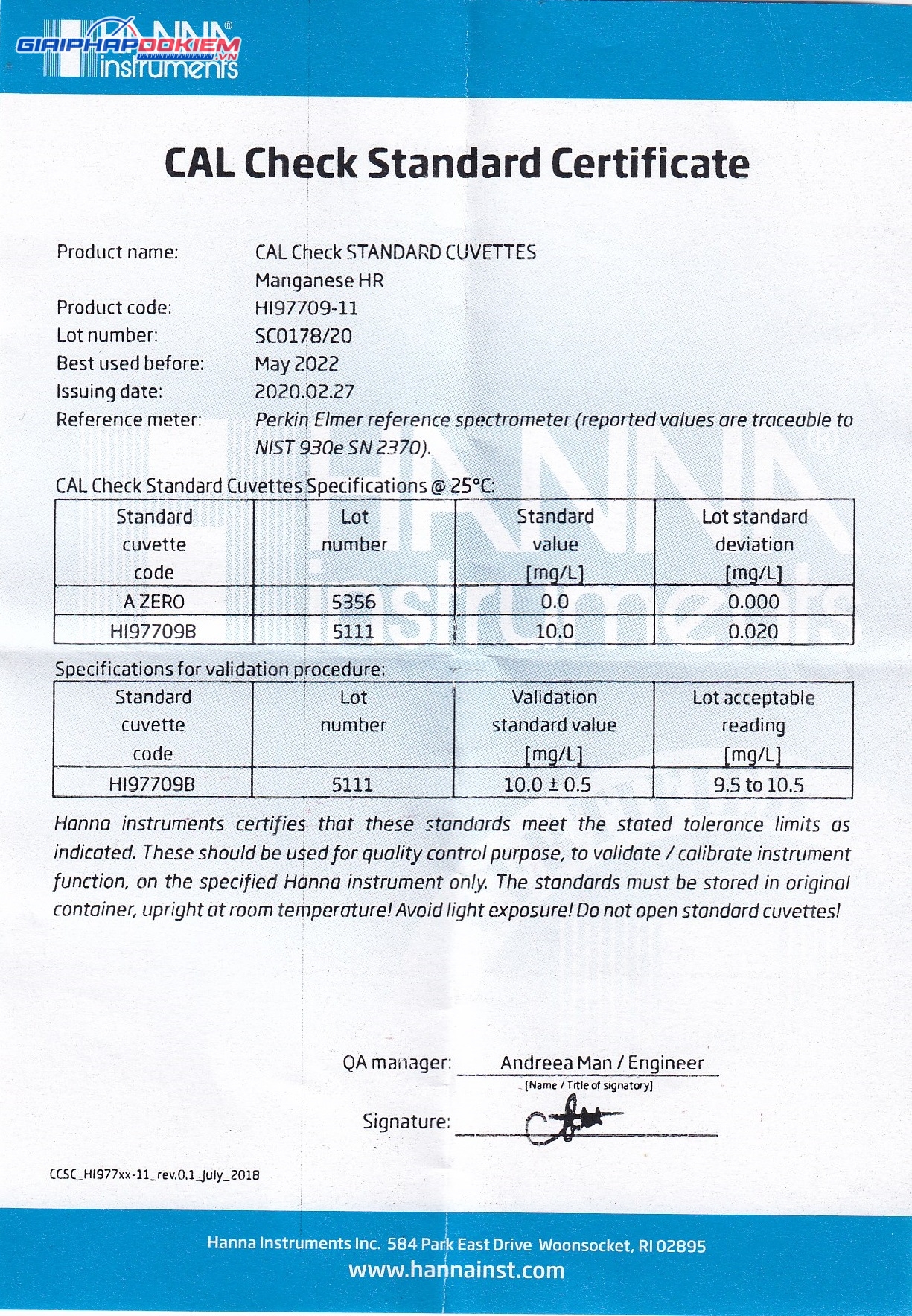 Dung Dịch CAL Check™ Chuẩn Mangan HR Dùng Cho Máy Đo Quang Hanna HI97709-11 2 Dung Dịch CAL Check™ Chuẩn Mangan HR Dùng Cho Máy Đo Quang Hanna HI97709-11 - Ảnh 2