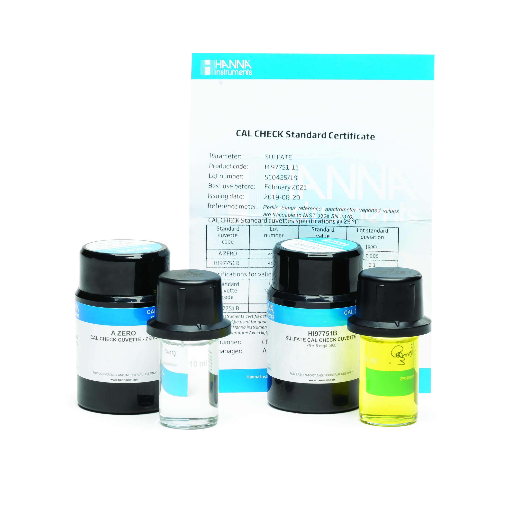 Dung Dịch CAL Check™ Chuẩn Sulfat Cho Máy Đo Quang Hanna HI97751-11 1 Dung Dịch CAL Check™ Chuẩn Sulfat Cho Máy Đo Quang Hanna HI97751-11