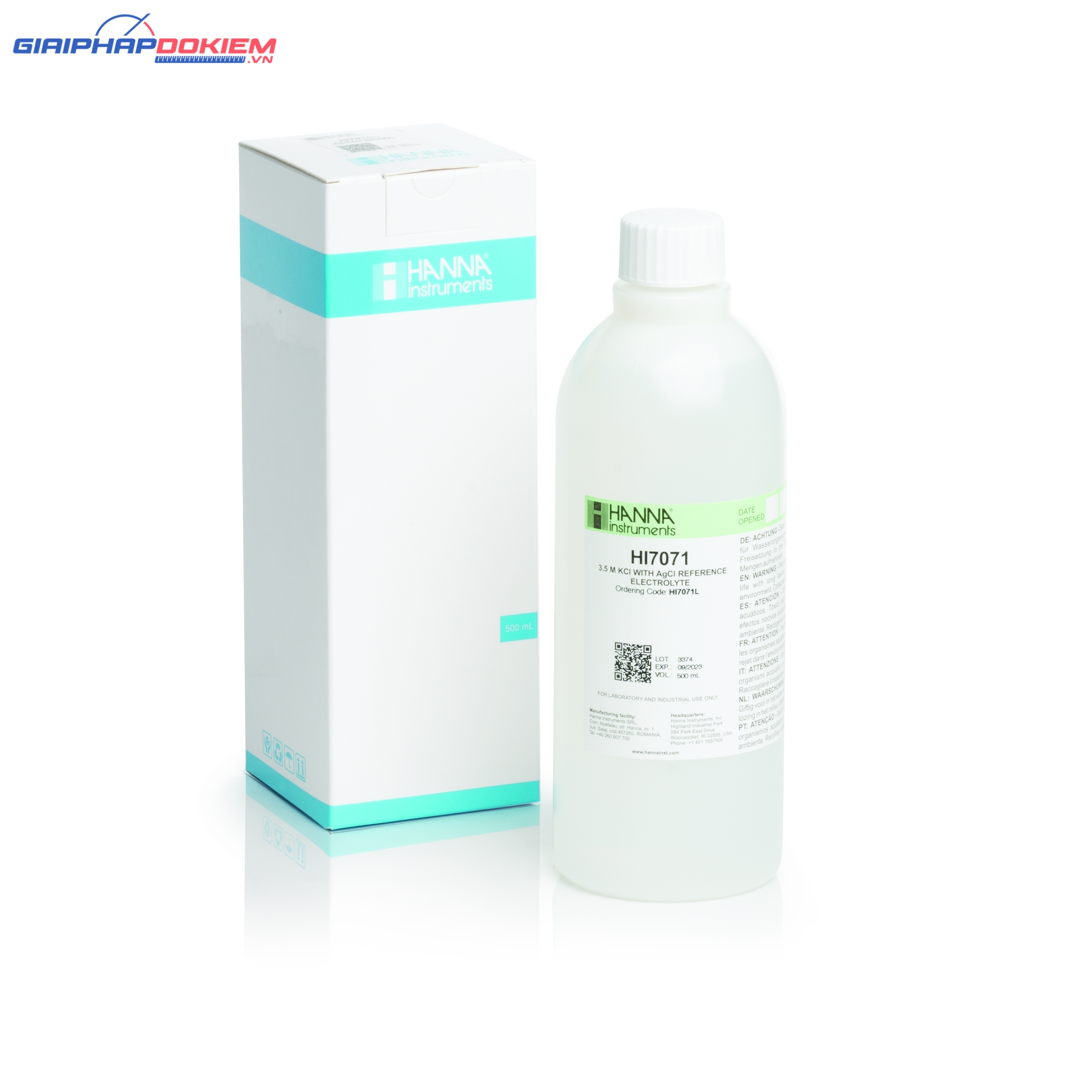 Dung Dịch Châm Điện Cực pH Mối Nối Đơn, 500mL Hanna HI7071L 1 Dung Dịch Châm Điện Cực pH Mối Nối Đơn, 500mL Hanna HI7071L