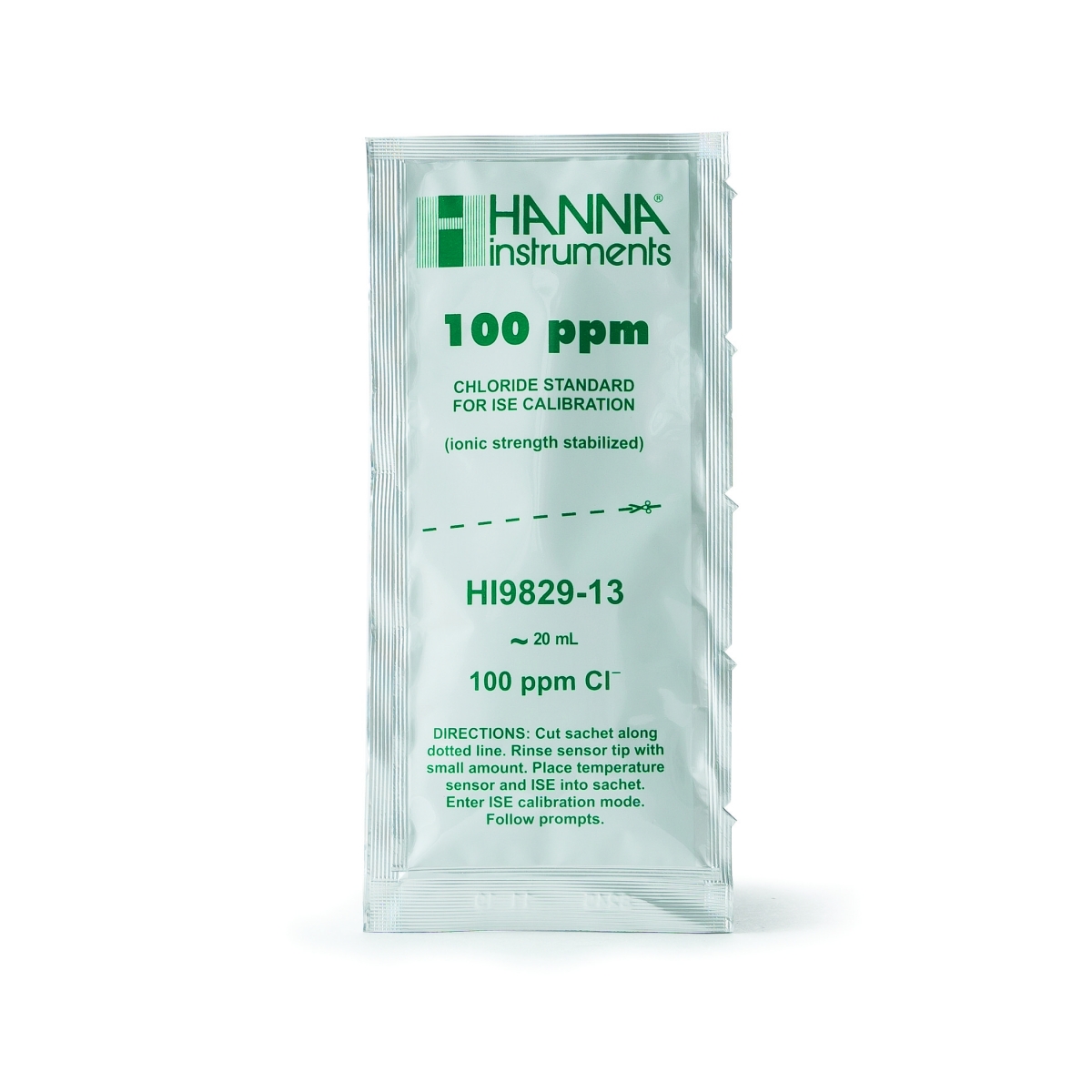 Dung Dịch Hiệu Chuẩn Cloride 100ppm Dạng Gói 20mL (25 Gói) Hanna HI9829-13 Dung Dịch Hiệu Chuẩn Cloride 100ppm Dạng Gói 20mL (25 Gói) Hanna HI9829-13