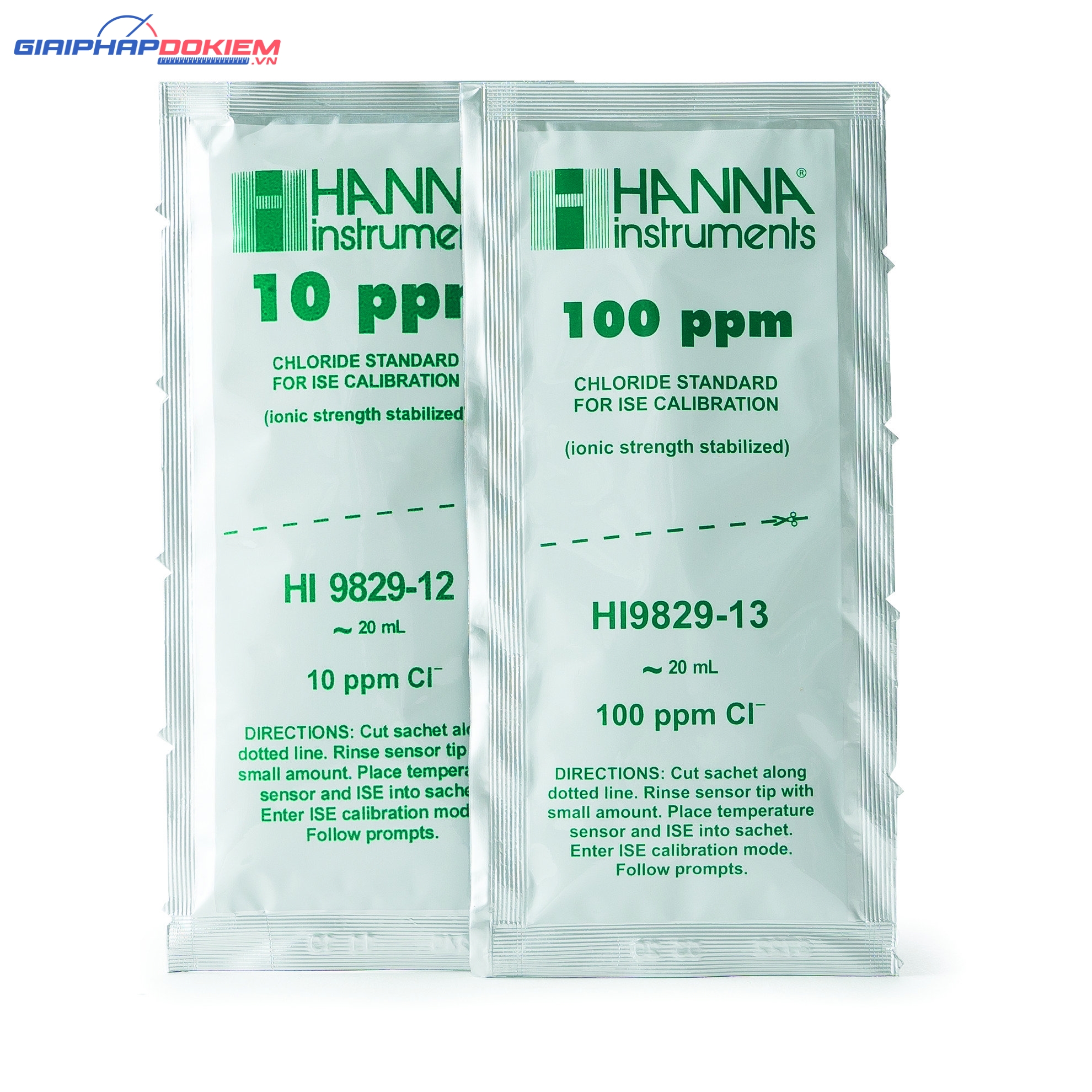 Dung Dịch Hiệu Chuẩn Cloride 10ppm Dạng Gói 20mL (10 Gói Mỗi Loại) Hanna HI9829-12/13 2 Dung Dịch Hiệu Chuẩn Cloride 10ppm Dạng Gói 20mL (10 Gói Mỗi Loại) Hanna HI9829-12/13
