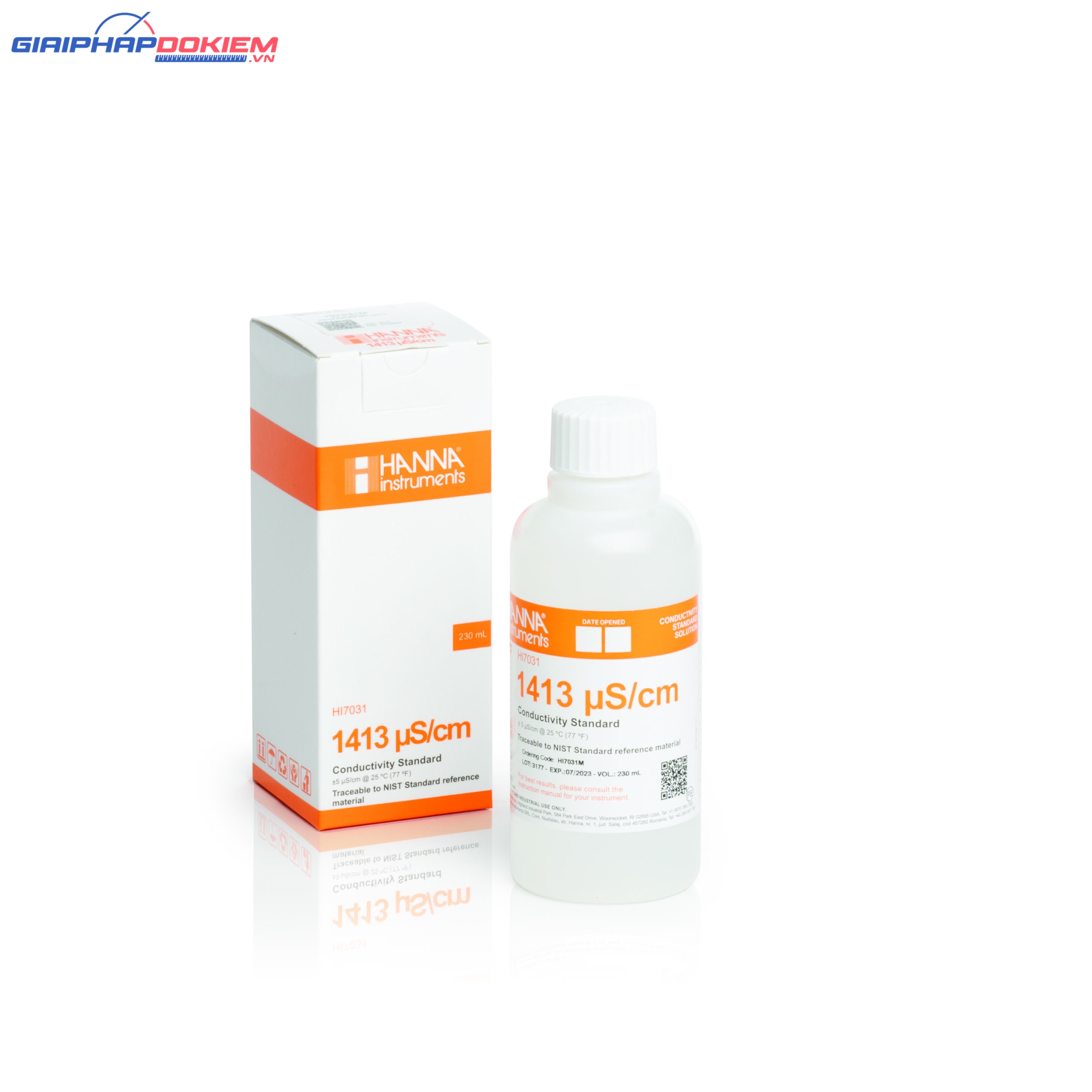Dung Dịch Hiệu Chuẩn Độ Dẫn (EC) 1413 µS/cm, Chai 230mL Hanna HI7031M 1 Dung Dịch Hiệu Chuẩn Độ Dẫn (EC) 1413 µS/cm, Chai 230mL Hanna HI7031M