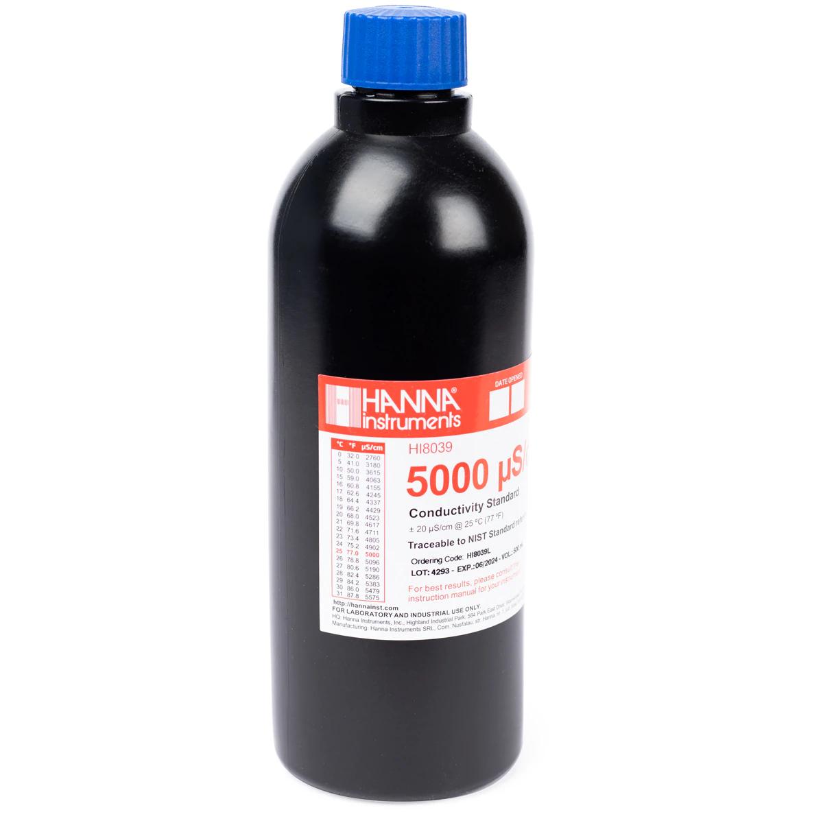 Dung Dịch Hiệu Chuẩn Độ Dẫn (EC) 5000 µS/cm, Chai FDA 500mL Hanna HI8039L Dung Dịch Hiệu Chuẩn Độ Dẫn (EC) 5000 µS/cm, Chai FDA 500mL Hanna HI8039L