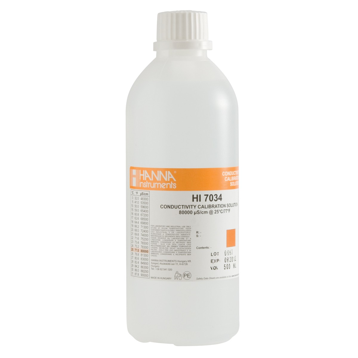 Dung Dịch Hiệu Chuẩn Độ Dẫn (EC) 80000 µS/cm, Chai 1 Lít Hanna HI7034/1L 1 Dung Dịch Hiệu Chuẩn Độ Dẫn (EC) 80000 µS/cm, Chai 1 Lít Hanna HI7034/1L