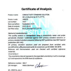 Dung Dịch Hiệu Chuẩn Độ Dẫn (EC) 84 µS/cm, Chai Chắn Sáng 500mL Hanna HI6033 3 dung dich hieu chuan do dan ec 84 s cm chai chan sang 500ml hanna hi6033 1