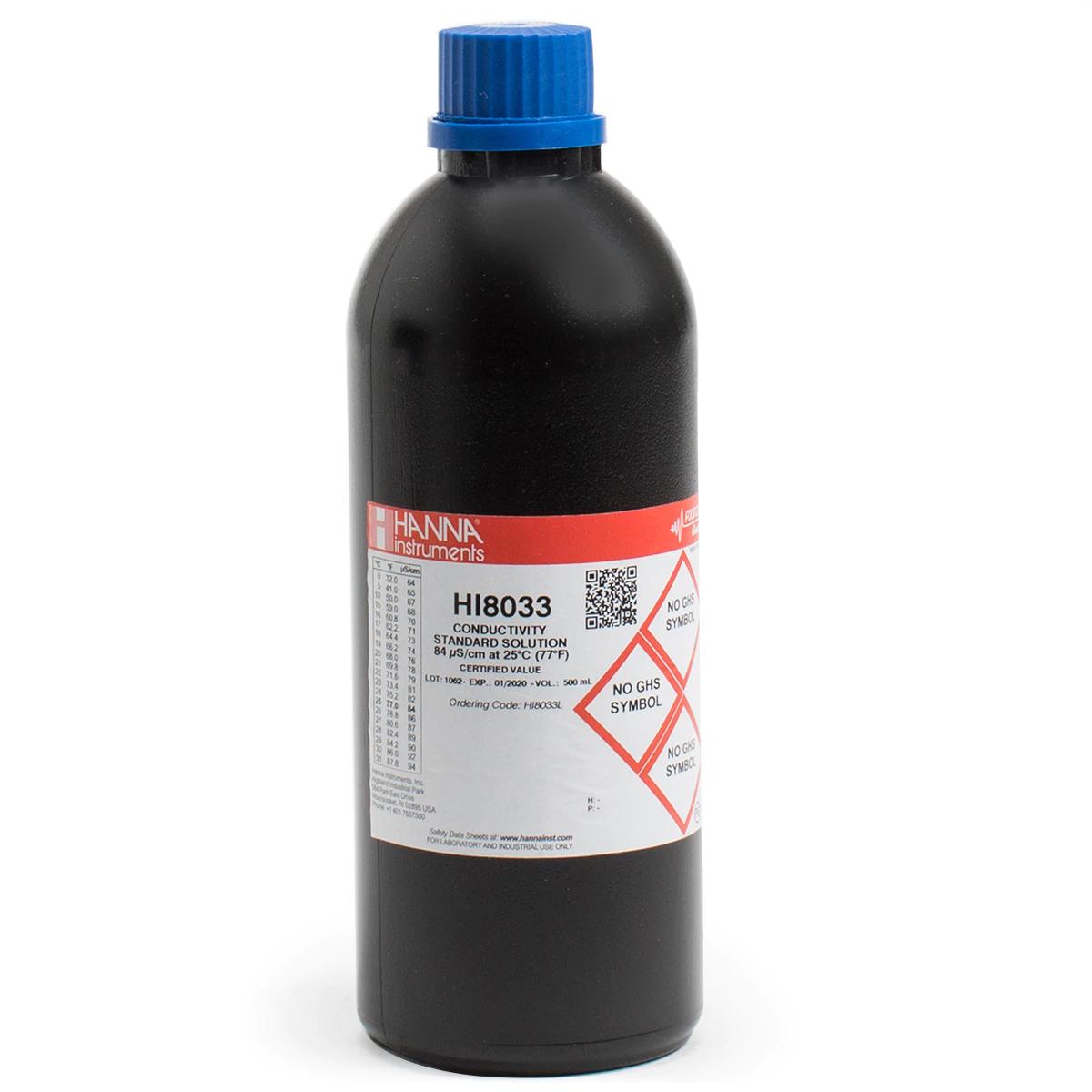 Dung Dịch Hiệu Chuẩn Độ Dẫn (EC) 84 µS/cm, Chai FDA 500mL Hanna HI8033L 1 Dung Dịch Hiệu Chuẩn Độ Dẫn (EC) 84 µS/cm, Chai FDA 500mL Hanna HI8033L