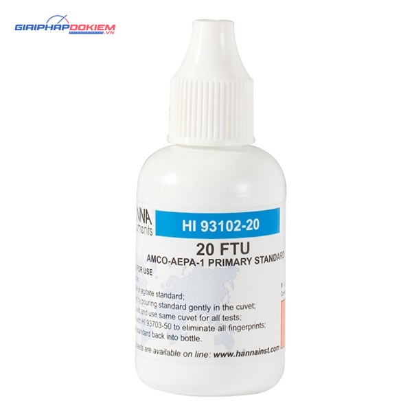 Dung Dịch Hiệu Chuẩn Độ Đục 20 NTU (30mL) Hanna HI93102-20 1 Dung Dịch Hiệu Chuẩn Độ Đục 20 NTU (30mL) Hanna HI93102-20