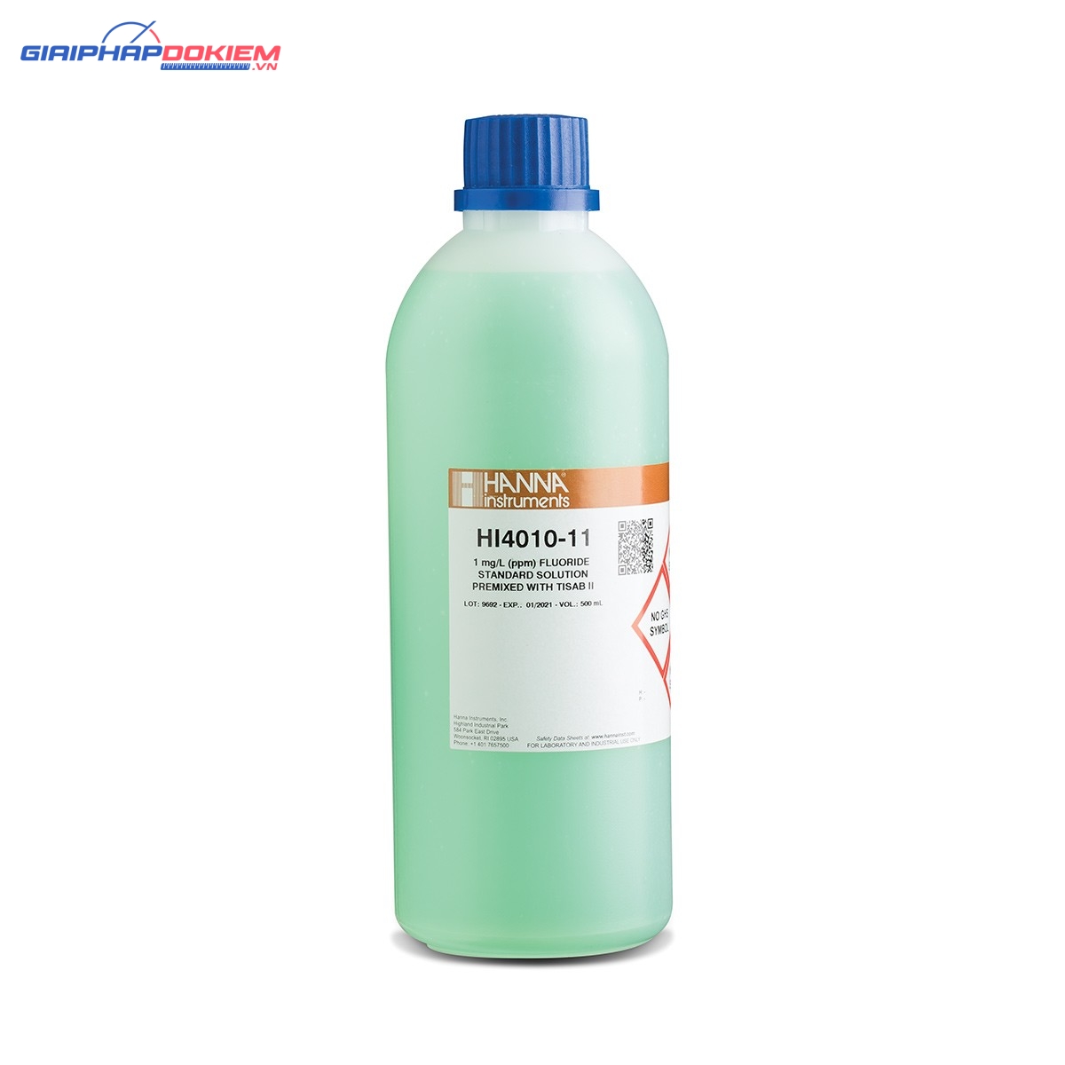 Dung Dịch Hiệu Chuẩn Floride 1ppm Có TISAB II, 500 mL Hanna HI4010-11 1 Dung Dịch Hiệu Chuẩn Floride 1ppm Có TISAB II, 500 mL Hanna HI4010-11