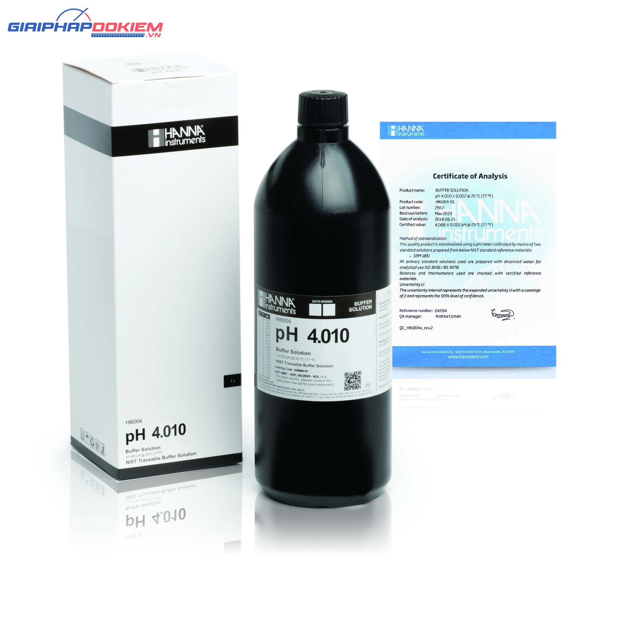 Dung Dịch Hiệu Chuẩn Millesimal pH 4.010, 1 Lít Hanna HI6004-01 1 Dung Dịch Hiệu Chuẩn Millesimal pH 4.010, 1 Lít Hanna HI6004-01