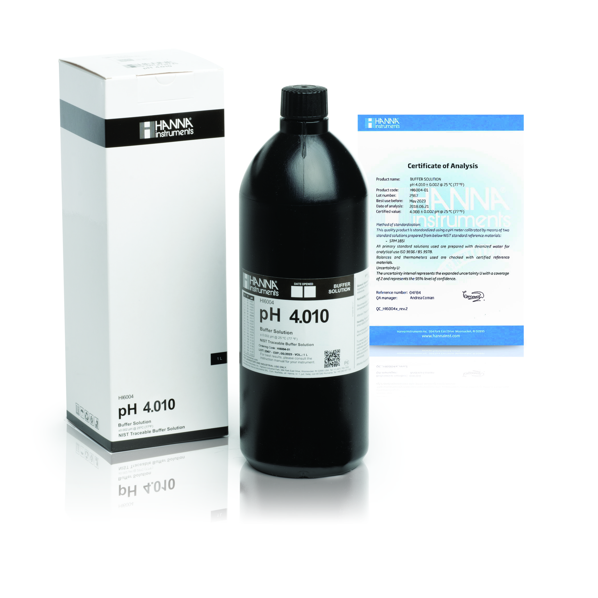 Dung Dịch Hiệu Chuẩn Millesimal pH 4.010, 500 mL Hanna HI6004 2 Dung Dịch Hiệu Chuẩn Millesimal pH 4.010, 500 mL Hanna HI6004 - Ảnh 2
