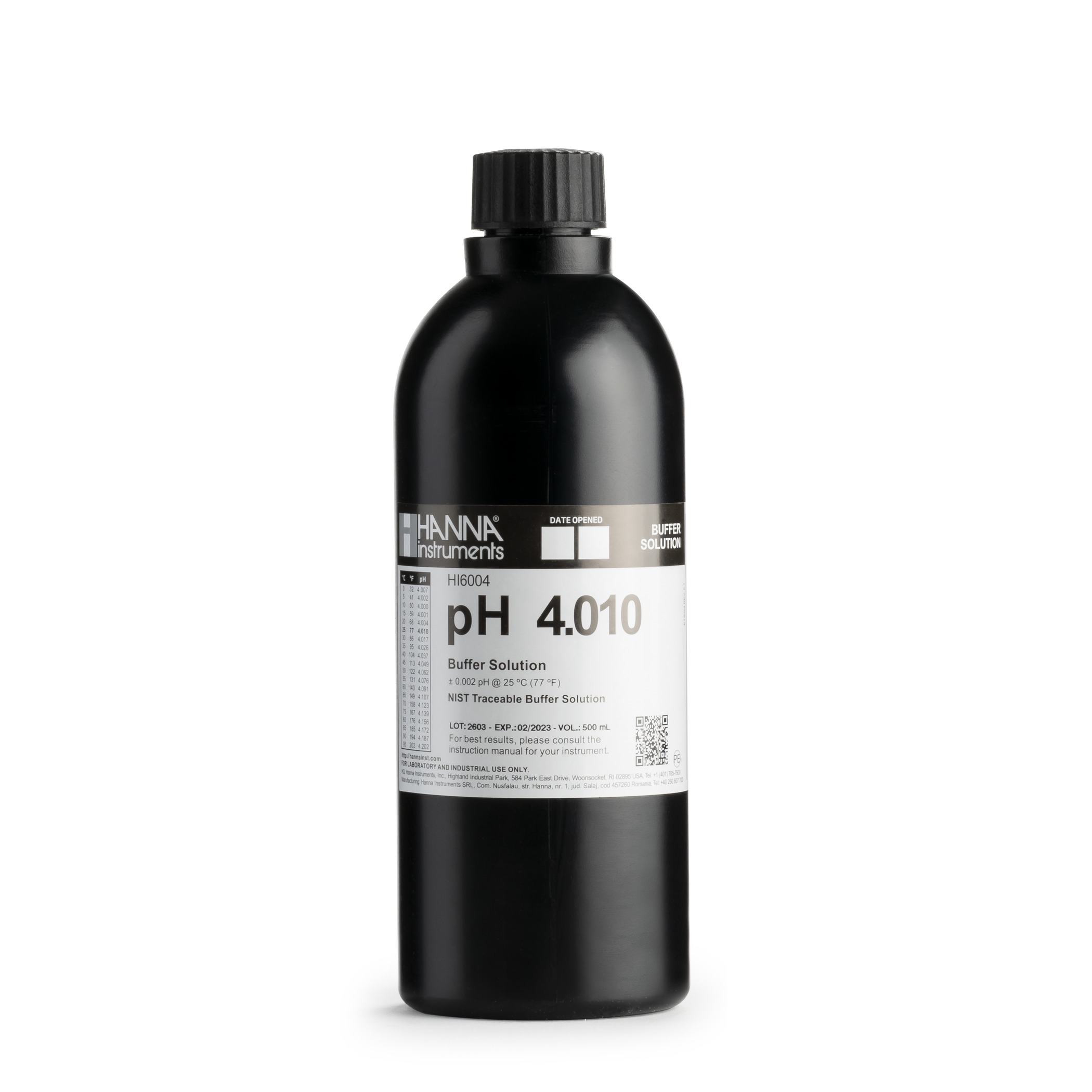 Dung Dịch Hiệu Chuẩn Millesimal pH 4.010, 500 mL Hanna HI6004 1 Dung Dịch Hiệu Chuẩn Millesimal pH 4.010, 500 mL Hanna HI6004