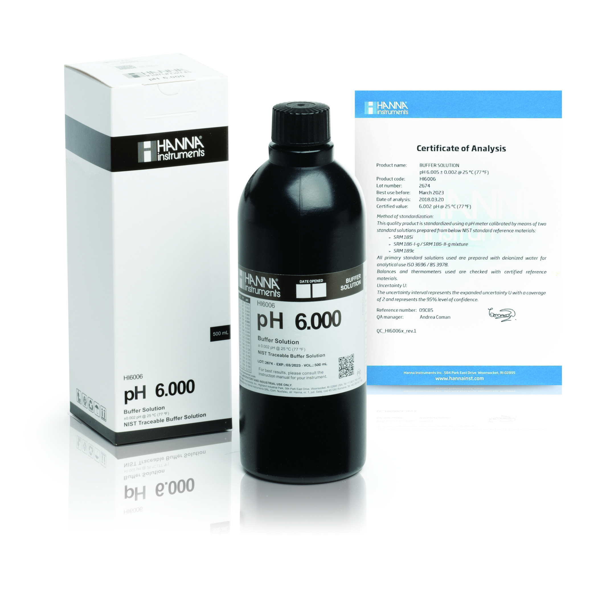 Dung Dịch Hiệu Chuẩn Millesimal pH 6.000, 500 mL Hanna HI6006 1 Dung Dịch Hiệu Chuẩn Millesimal pH 6.000, 500 mL Hanna HI6006