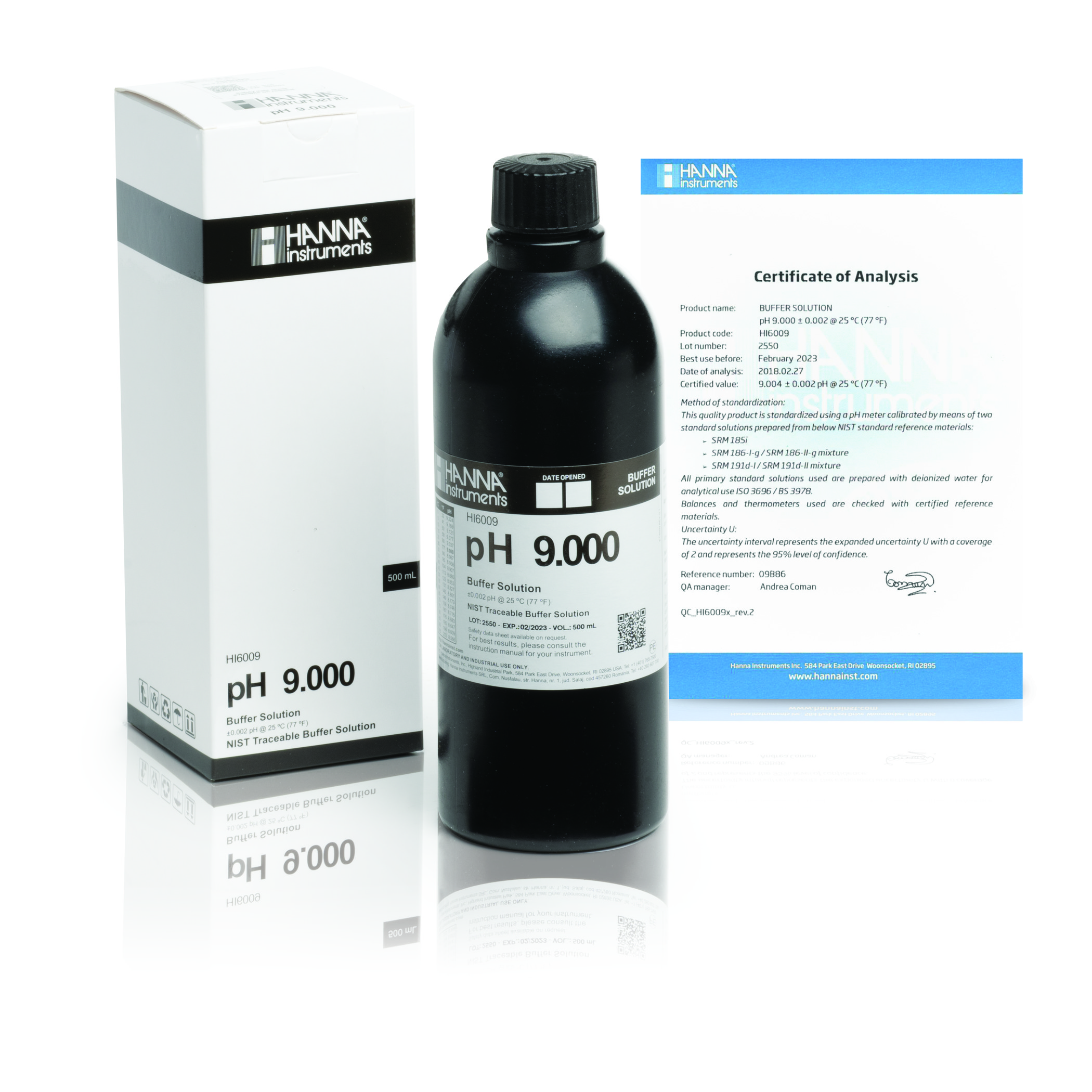 Dung Dịch Hiệu Chuẩn Millesimal pH 9.000, 500 mL Hanna HI6009 1 Dung Dịch Hiệu Chuẩn Millesimal pH 9.000, 500 mL Hanna HI6009