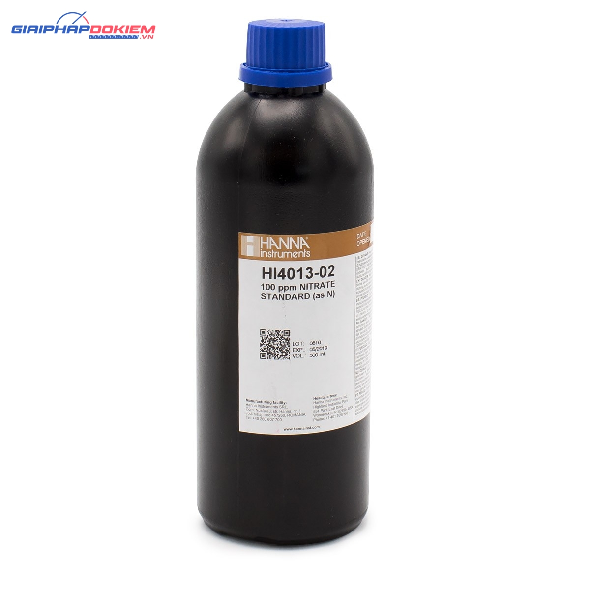 Dung Dịch Hiệu Chuẩn Nitrat 100ppm, 500 mL Hanna HI4013-02 1 Dung Dịch Hiệu Chuẩn Nitrat 100ppm, 500 mL Hanna HI4013-02