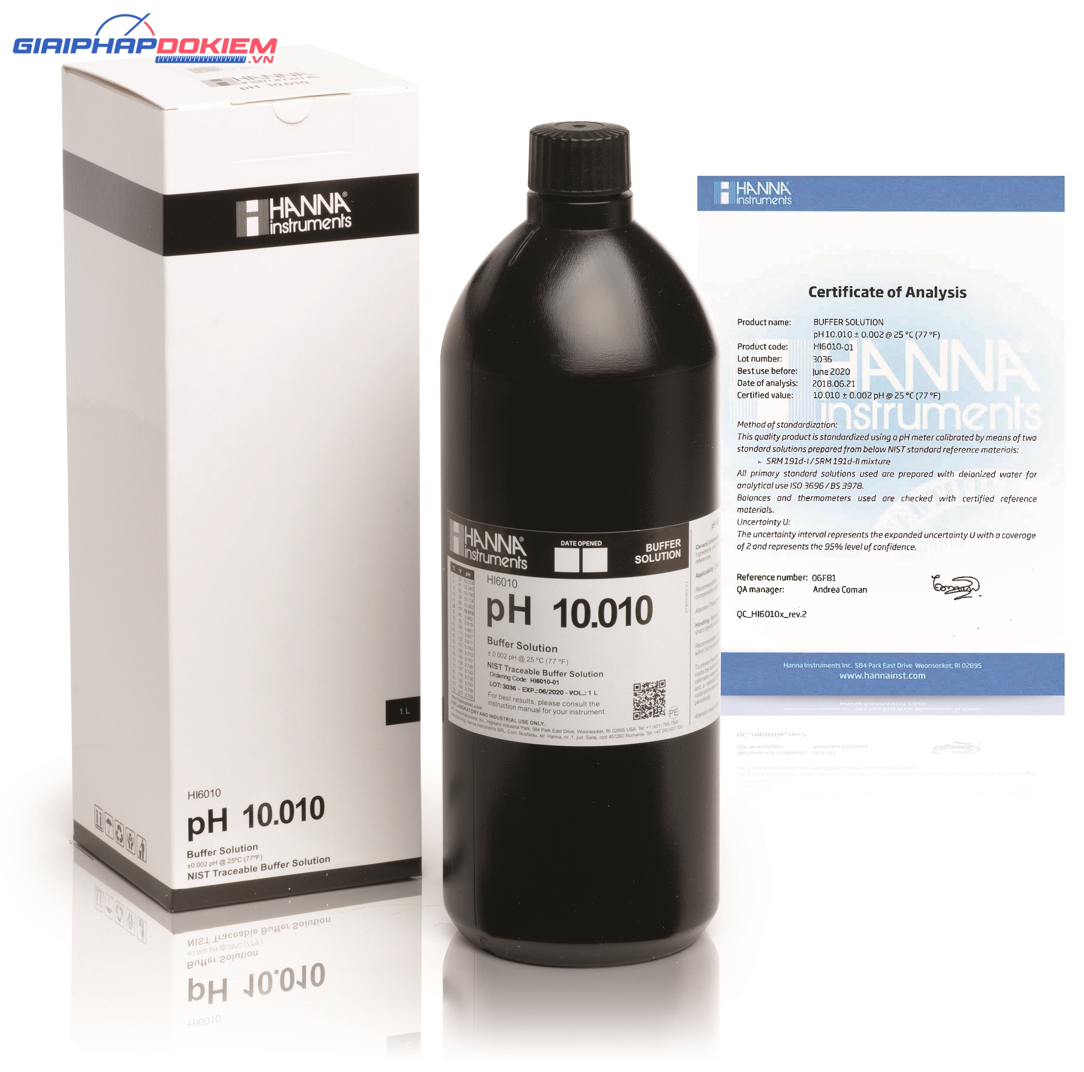 DUNG DỊCH HIỆU CHUẨN pH 10.010, 1 lít Hanna HI6010-01 1 DUNG DỊCH HIỆU CHUẨN pH 10.010, 1 lít Hanna HI6010-01