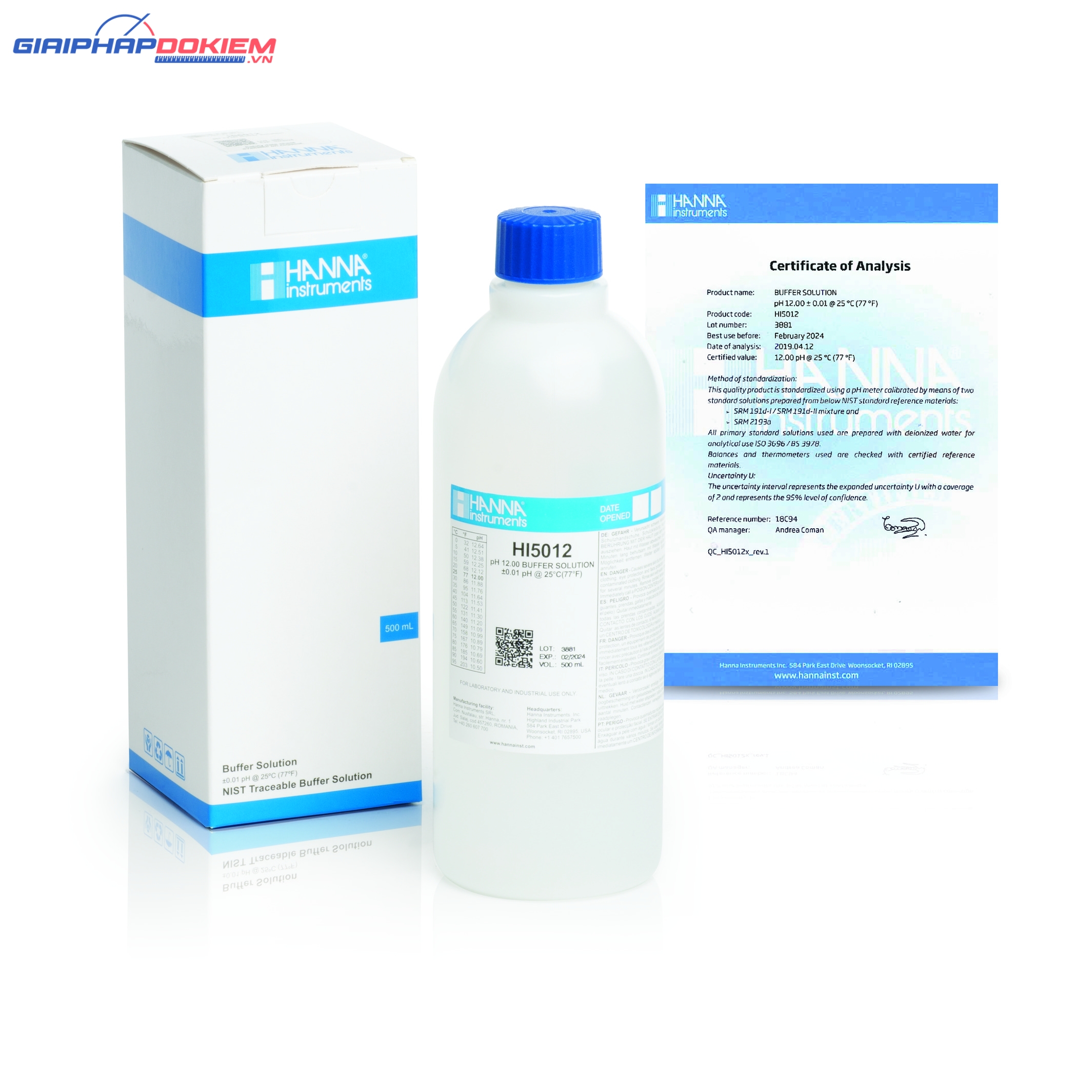 Dung Dịch Hiệu Chuẩn pH 12.00, 500 mL Hanna HI5012 2 Dung Dịch Hiệu Chuẩn pH 12.00, 500 mL Hanna HI5012 - Ảnh 2