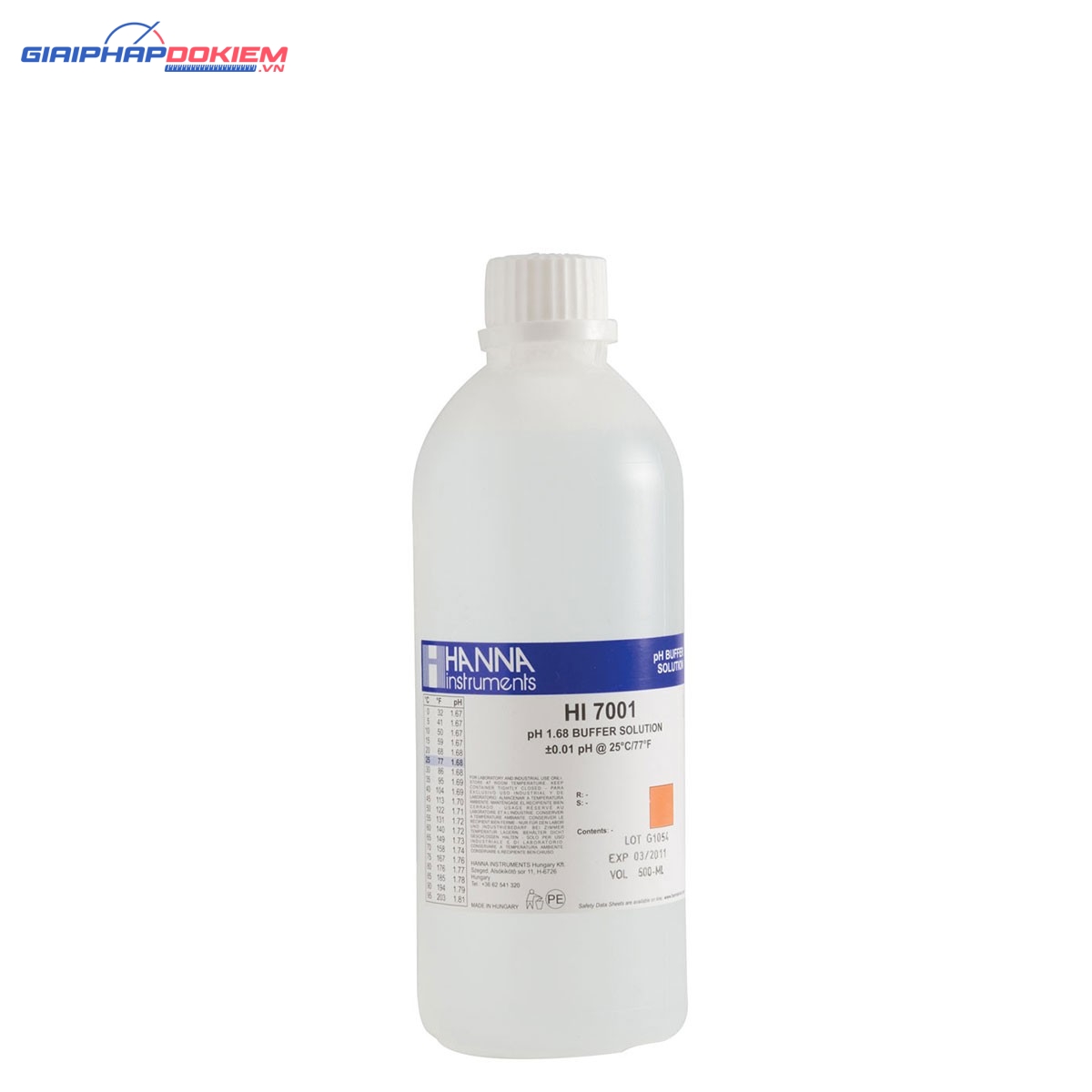 Dung Dịch Hiệu Chuẩn pH 1.68, Chai 500mL Hanna HI7001L 1 Dung Dịch Hiệu Chuẩn pH 1.68, Chai 500mL Hanna HI7001L