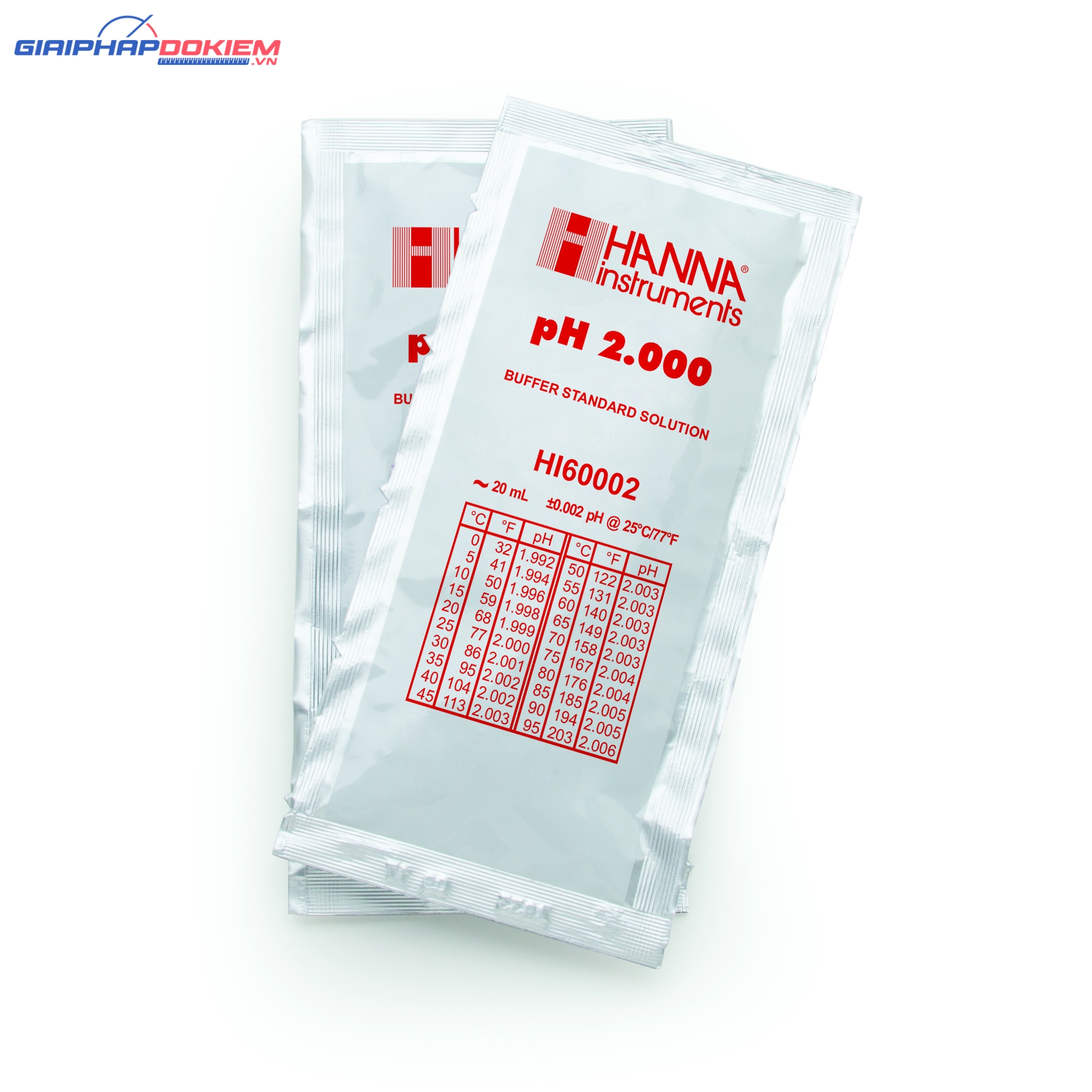Dung Dịch Hiệu Chuẩn pH 2.000, gói 20mL (25 gói) Hanna HI60002-02 1 Dung Dịch Hiệu Chuẩn pH 2.000, gói 20mL (25 gói) Hanna HI60002-02