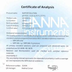 dung dich hieu chuan ph 401 chai 375lit hanna hi7004 1g 1