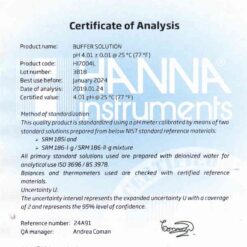 Dung Dịch Hiệu Chuẩn pH 4.01, Chai 500mL Hanna HI7004L 3 dung dich hieu chuan ph 401 chai 500ml hanna hi7004l 1