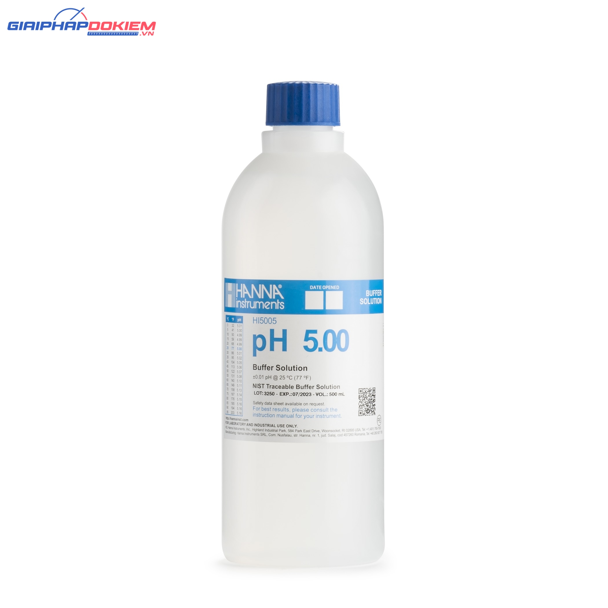 Dung Dịch Hiệu Chuẩn pH 5.00, 500 mL Hanna HI5005 1 Dung Dịch Hiệu Chuẩn pH 5.00, 500 mL Hanna HI5005