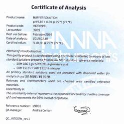 Dung Dịch Hiệu Chuẩn pH 9.18, Chai 1 Lít Hanna HI7009/1L 3 dung dich hieu chuan ph 918 chai 1 lit hanna hi7009 1l 1