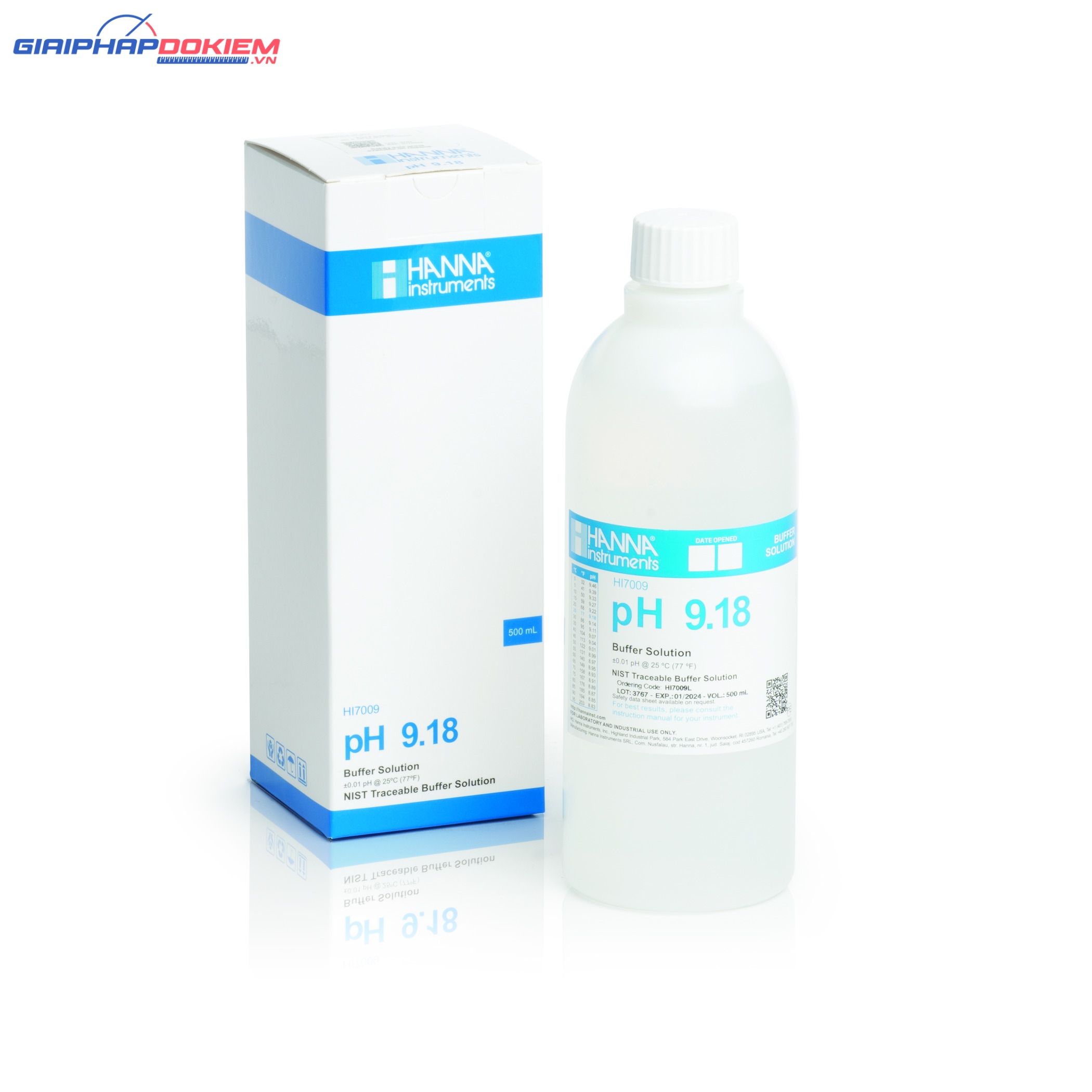 Dung Dịch Hiệu Chuẩn pH 9.18, Chai 1 Lít Hanna HI7009/1L 1 Dung Dịch Hiệu Chuẩn pH 9.18, Chai 1 Lít Hanna HI7009/1L