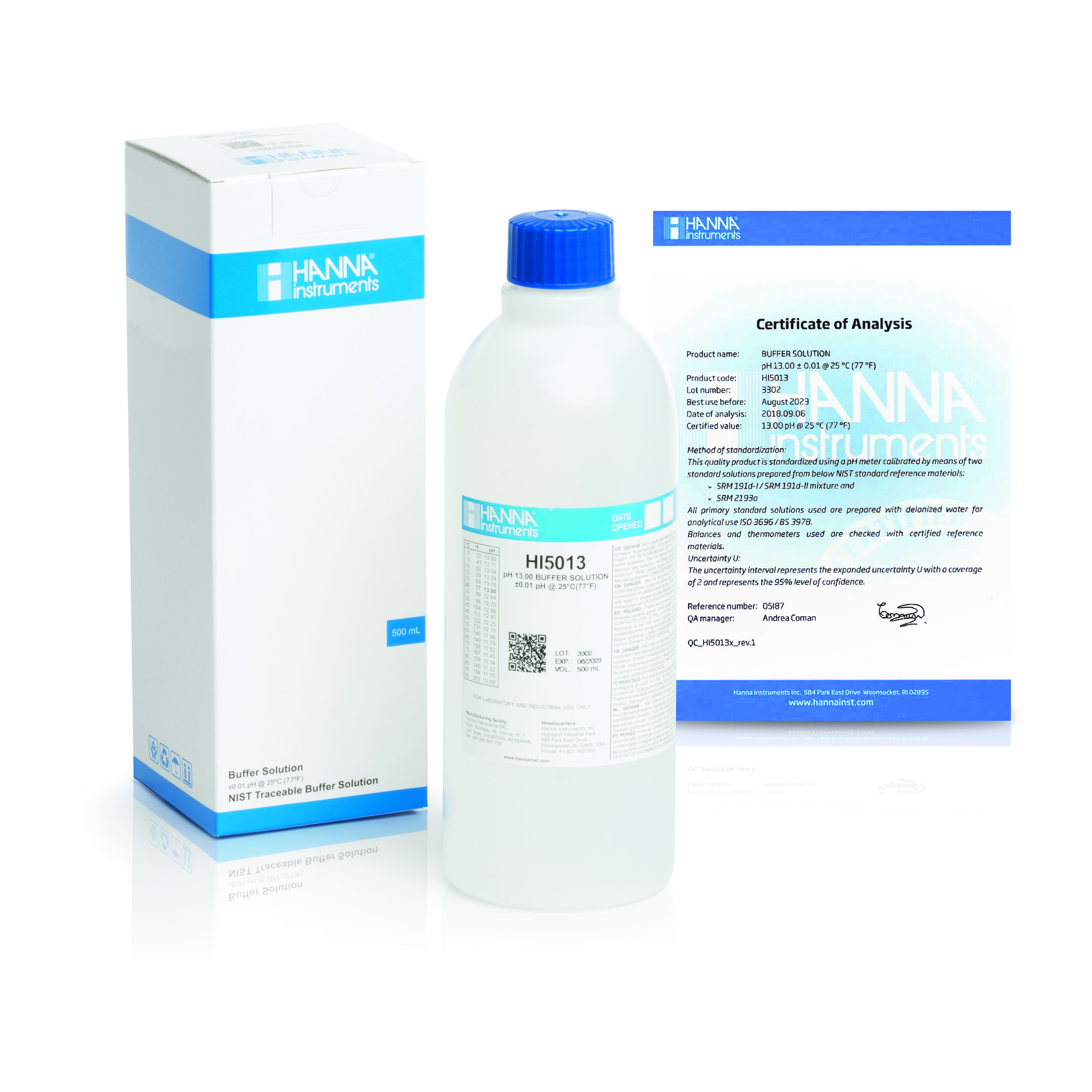 Dung Dịch Hiệu Chuẩn pH13.00, Chai 500 mL Hanna HI5013 1 Dung Dịch Hiệu Chuẩn pH13.00, Chai 500 mL Hanna HI5013