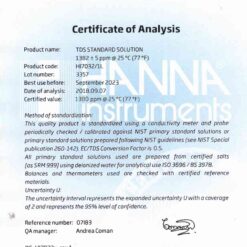 Dung Dịch Hiệu Chuẩn TDS 1382 mg/L (ppm), Chai 1 Lít Hanna HI7032/1L 3 dung dich hieu chuan tds 1382 mg l ppm chai 1 lit hanna hi7032 1l 1