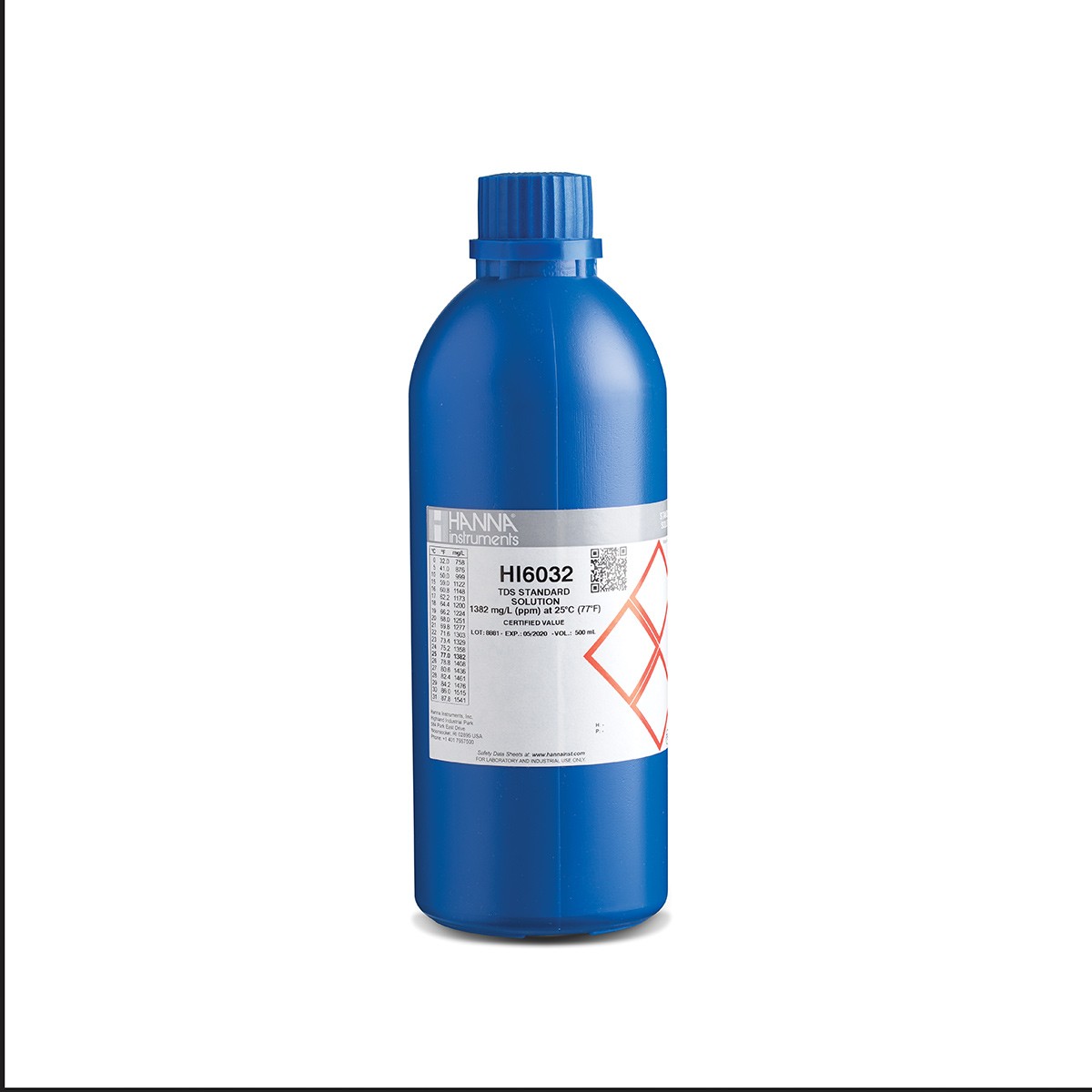 Dung Dịch Hiệu Chuẩn TDS 1382 mg/L (ppm), Chai 500mL Hanna HI6032 1 Dung Dịch Hiệu Chuẩn TDS 1382 mg/L (ppm), Chai 500mL Hanna HI6032