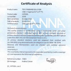 dung dich hieu chuan tds 1382 mg l ppm chai 500ml hanna hi7032l 1