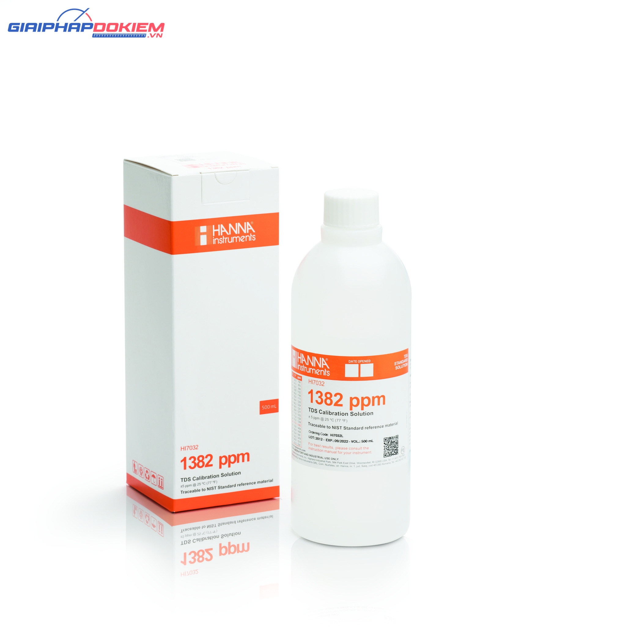 Dung Dịch Hiệu Chuẩn TDS 1382 mg/L (ppm), Chai 500mL Hanna HI7032L 1 Dung Dịch Hiệu Chuẩn TDS 1382 mg/L (ppm), Chai 500mL Hanna HI7032L