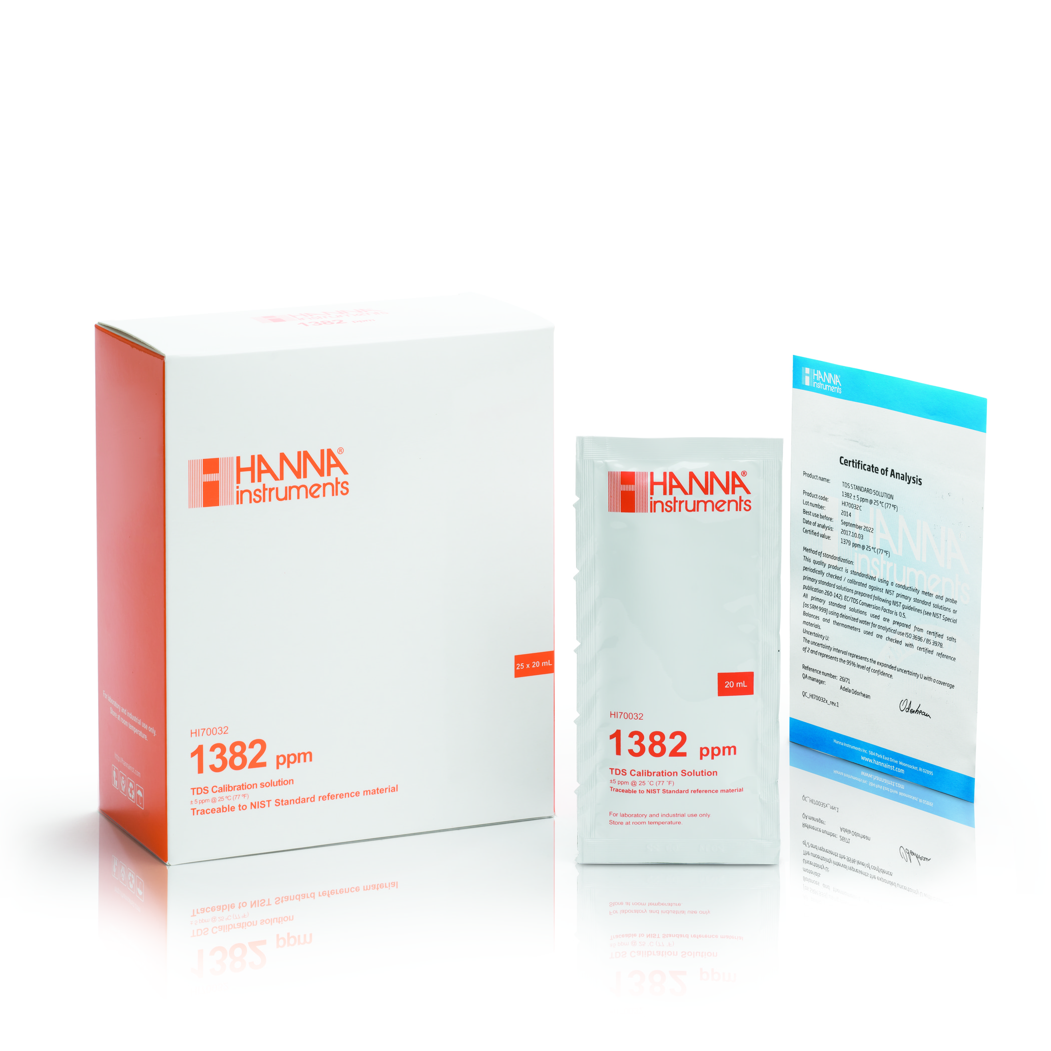 Dung Dịch Hiệu Chuẩn TDS 1382 mg/L (ppm),25 x gói 20mL Hanna HI70032P 1 Dung Dịch Hiệu Chuẩn TDS 1382 mg/L (ppm),25 x gói 20mL Hanna HI70032P