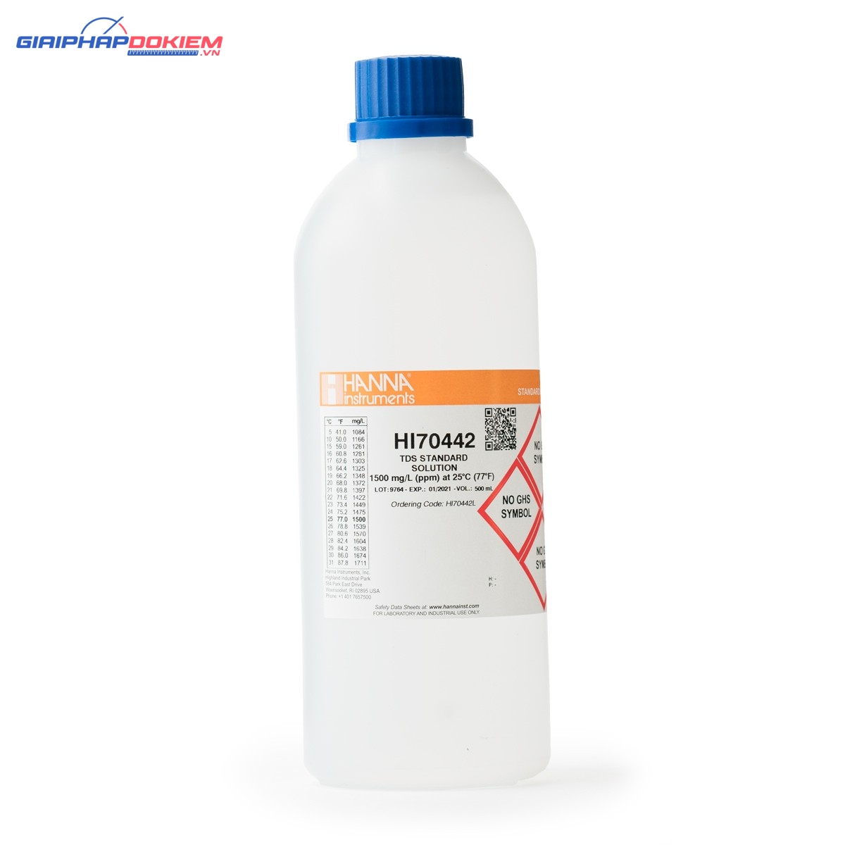 Dung Dịch Hiệu Chuẩn TDS 1500 mg/L (ppm), Chai 1 Lít Hanna HI70442/1L 1 Dung Dịch Hiệu Chuẩn TDS 1500 mg/L (ppm), Chai 1 Lít Hanna HI70442/1L