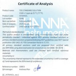 Dung Dịch Hiệu Chuẩn TDS 1500 mg/L (ppm), Chai 500mL Hanna HI70442L 3 dung dich hieu chuan tds 1500 mg l ppm chai 500ml hanna hi70442l 1