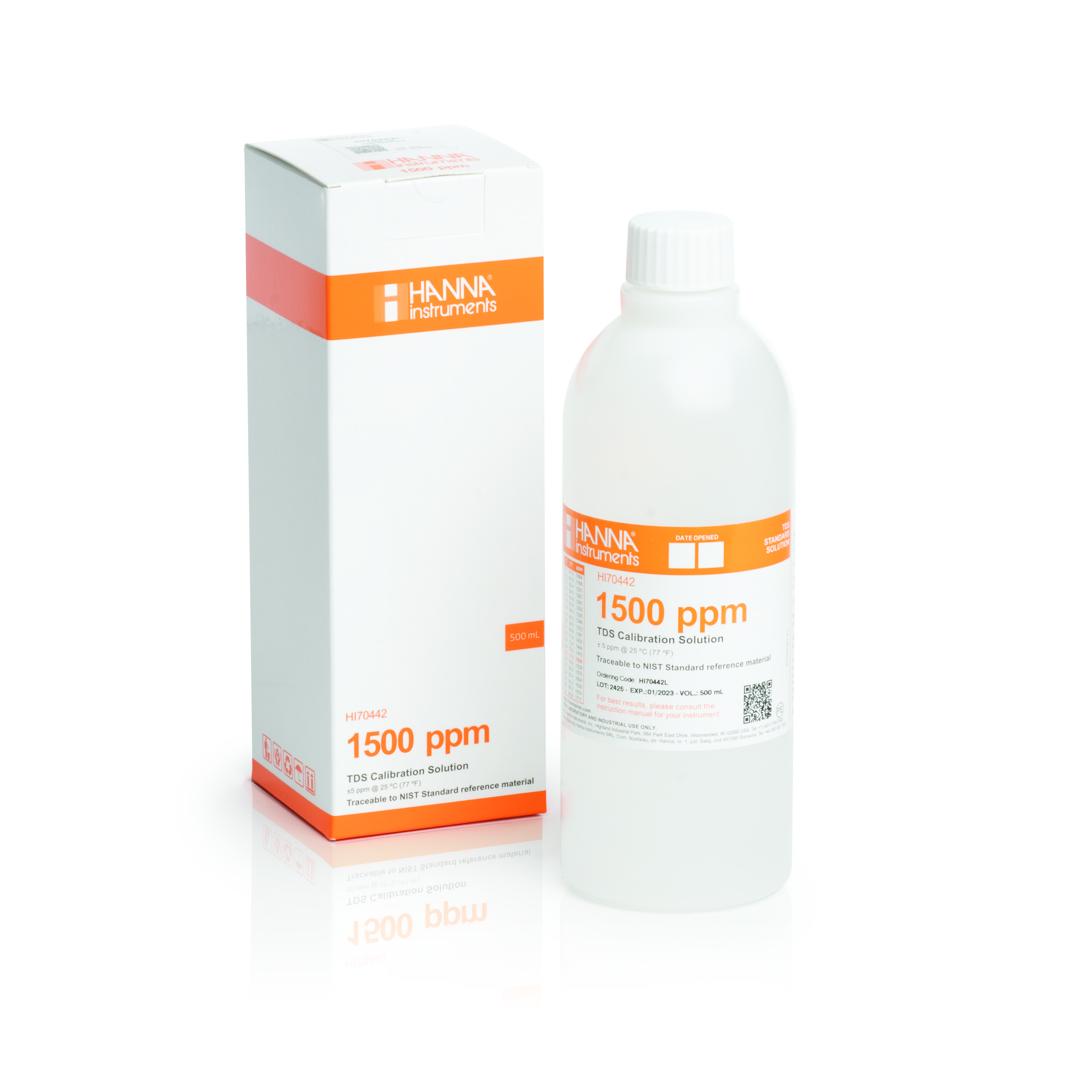 Dung Dịch Hiệu Chuẩn TDS 1500 mg/L (ppm), Chai 500mL Hanna HI70442L 1 Dung Dịch Hiệu Chuẩn TDS 1500 mg/L (ppm), Chai 500mL Hanna HI70442L